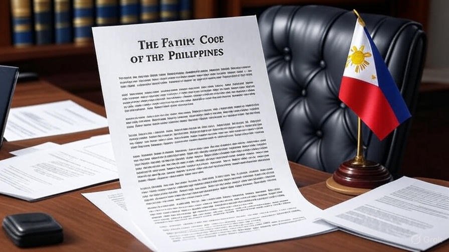 Family Code of the Philippines with Legal Document and Flag