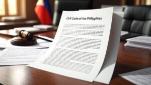 Civil Code of the Philippines with Legal Document and Flag