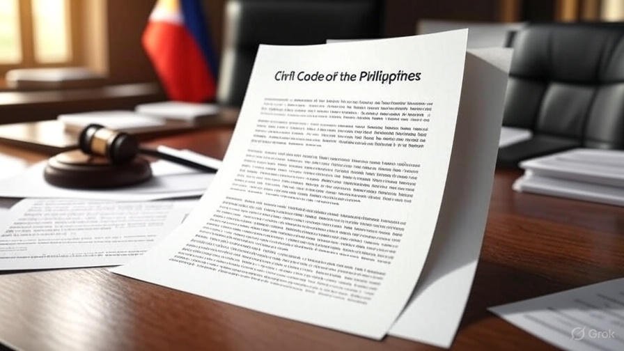 Civil Code of the Philippines with Legal Document and Flag